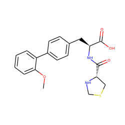 COc1ccccc1-c1ccc(C[C@H](NC(=O)[C@@H]2CSCN2)C(=O)O)cc1 ZINC000013436425