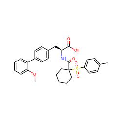 COc1ccccc1-c1ccc(C[C@H](NC(=O)C2(S(=O)(=O)c3ccc(C)cc3)CCCCC2)C(=O)O)cc1 ZINC000027995963