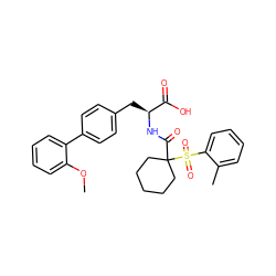 COc1ccccc1-c1ccc(C[C@H](NC(=O)C2(S(=O)(=O)c3ccccc3C)CCCCC2)C(=O)O)cc1 ZINC000028005371