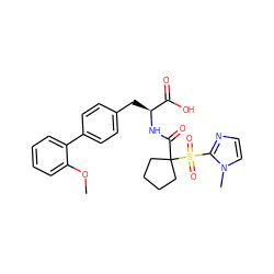 COc1ccccc1-c1ccc(C[C@H](NC(=O)C2(S(=O)(=O)c3nccn3C)CCCC2)C(=O)O)cc1 ZINC000013488141