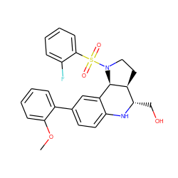 COc1ccccc1-c1ccc2c(c1)[C@@H]1[C@@H](CCN1S(=O)(=O)c1ccccc1F)[C@H](CO)N2 ZINC000095599266