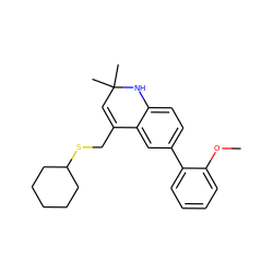 COc1ccccc1-c1ccc2c(c1)C(CSC1CCCCC1)=CC(C)(C)N2 ZINC000014968651