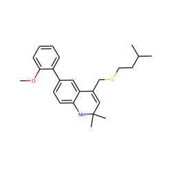 COc1ccccc1-c1ccc2c(c1)C(CSCCC(C)C)=CC(C)(C)N2 ZINC000014968663