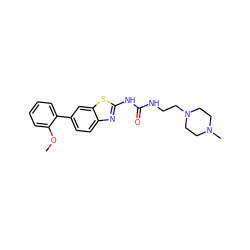 COc1ccccc1-c1ccc2nc(NC(=O)NCCN3CCN(C)CC3)sc2c1 ZINC000095602908