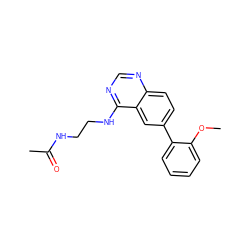 COc1ccccc1-c1ccc2ncnc(NCCNC(C)=O)c2c1 ZINC000004264666