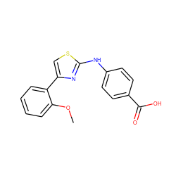 COc1ccccc1-c1csc(Nc2ccc(C(=O)O)cc2)n1 ZINC000014976818