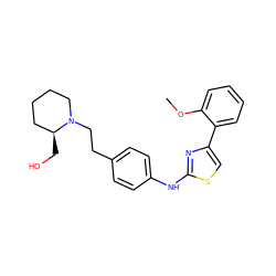 COc1ccccc1-c1csc(Nc2ccc(CCN3CCCC[C@@H]3CO)cc2)n1 ZINC000096273986