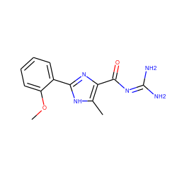 COc1ccccc1-c1nc(C(=O)N=C(N)N)c(C)[nH]1 ZINC000040977236