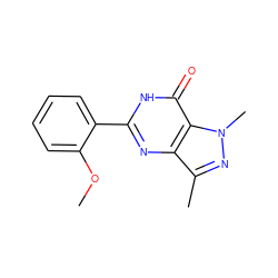 COc1ccccc1-c1nc2c(C)nn(C)c2c(=O)[nH]1 ZINC000028005876