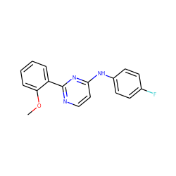 COc1ccccc1-c1nccc(Nc2ccc(F)cc2)n1 ZINC000004239364