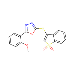 COc1ccccc1-c1nnc(SC2=CS(=O)(=O)c3ccccc32)o1 ZINC000009614899