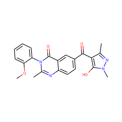 COc1ccccc1-n1c(C)nc2ccc(C(=O)c3c(C)nn(C)c3O)cc2c1=O ZINC000299831520
