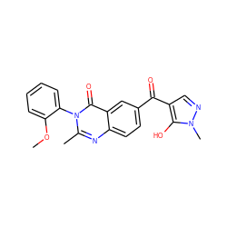 COc1ccccc1-n1c(C)nc2ccc(C(=O)c3cnn(C)c3O)cc2c1=O ZINC000299837308