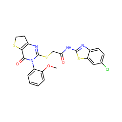 COc1ccccc1-n1c(SCC(=O)Nc2nc3ccc(Cl)cc3s2)nc2c(c1=O)SCC2 ZINC000095583722