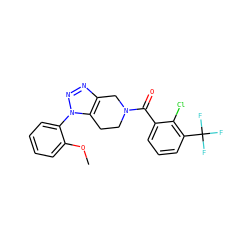 COc1ccccc1-n1nnc2c1CCN(C(=O)c1cccc(C(F)(F)F)c1Cl)C2 ZINC000225975933