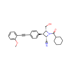 COc1ccccc1C#Cc1ccc([C@@H]2[C@@H](C#N)N(C(=O)C3CCCCC3)[C@H]2CO)cc1 ZINC000095599108