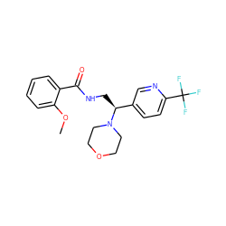 COc1ccccc1C(=O)NC[C@@H](c1ccc(C(F)(F)F)nc1)N1CCOCC1 ZINC000207623709