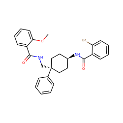 COc1ccccc1C(=O)NC[C@]1(c2ccccc2)CC[C@@H](NC(=O)c2ccccc2Br)CC1 ZINC000253695398