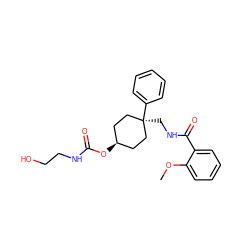 COc1ccccc1C(=O)NC[C@]1(c2ccccc2)CC[C@@H](OC(=O)NCCO)CC1 ZINC000100763957