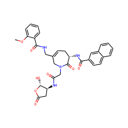 COc1ccccc1C(=O)NCC1=CC[C@H](NC(=O)c2ccc3ccccc3c2)C(=O)N(CC(=O)N[C@H]2CC(=O)O[C@@H]2O)C1 ZINC000028713455