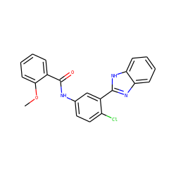 COc1ccccc1C(=O)Nc1ccc(Cl)c(-c2nc3ccccc3[nH]2)c1 ZINC000045300449