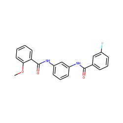 COc1ccccc1C(=O)Nc1cccc(NC(=O)c2cccc(F)c2)c1 ZINC000049053635