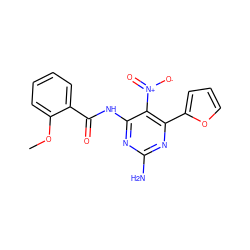 COc1ccccc1C(=O)Nc1nc(N)nc(-c2ccco2)c1[N+](=O)[O-] ZINC000043012750