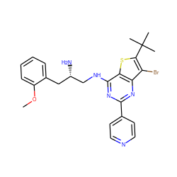 COc1ccccc1C[C@H](N)CNc1nc(-c2ccncc2)nc2c(Br)c(C(C)(C)C)sc12 ZINC000223664944