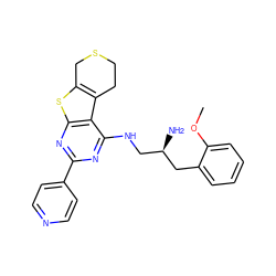 COc1ccccc1C[C@H](N)CNc1nc(-c2ccncc2)nc2sc3c(c12)CCSC3 ZINC000223688963