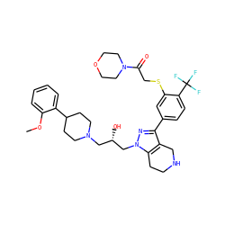 COc1ccccc1C1CCN(C[C@H](O)Cn2nc(-c3ccc(C(F)(F)F)c(SCC(=O)N4CCOCC4)c3)c3c2CCNC3)CC1 ZINC000049777440