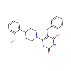 COc1ccccc1C1CCN(c2[nH]c(=O)[nH]c(=O)c2Cc2ccccc2)CC1 ZINC000028708023