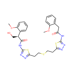 COc1ccccc1CC(=O)Nc1nnc(CCSCCc2nnc(NC(=O)[C@@H](CO)c3ccccc3OC)s2)s1 ZINC000169698062