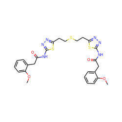 COc1ccccc1CC(=O)Nc1nnc(CCSCCc2nnc(NC(=O)Cc3ccccc3OC)s2)s1 ZINC000169698024