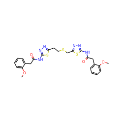 COc1ccccc1CC(=O)Nc1nnc(CCSCc2nnc(NC(=O)Cc3ccccc3OC)s2)s1 ZINC000169698068