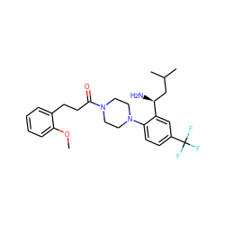 COc1ccccc1CCC(=O)N1CCN(c2ccc(C(F)(F)F)cc2[C@@H](N)CC(C)C)CC1 ZINC000036285577