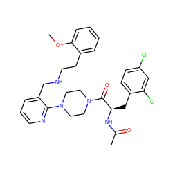 COc1ccccc1CCNCc1cccnc1N1CCN(C(=O)[C@@H](Cc2ccc(Cl)cc2Cl)NC(C)=O)CC1 ZINC000036285126