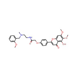 COc1ccccc1CN(C)CCNC(=O)COc1ccc(-c2cc(=O)c3c(O)c(OC)c(OC)cc3o2)cc1 ZINC001772614588