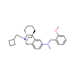 COc1ccccc1CN(C)c1ccc2c(c1)[C@@]13CCCC[C@H]1[C@@H](C2)N(CC1CCC1)CC3 ZINC000084669010