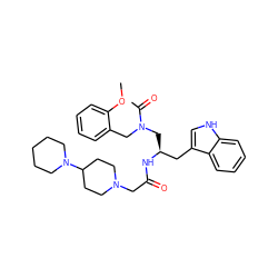 COc1ccccc1CN(C[C@@H](Cc1c[nH]c2ccccc12)NC(=O)CN1CCC(N2CCCCC2)CC1)C(C)=O ZINC000027420245