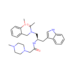 COc1ccccc1CN(C[C@@H](Cc1c[nH]c2ccccc12)NC(=O)CN1CCN(C)CC1)C(C)=O ZINC000022938252