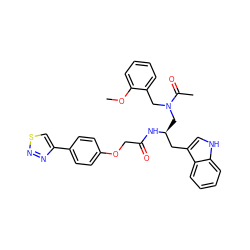 COc1ccccc1CN(C[C@@H](Cc1c[nH]c2ccccc12)NC(=O)COc1ccc(-c2csnn2)cc1)C(C)=O ZINC000003920996