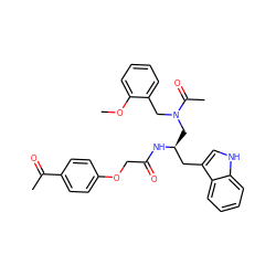 COc1ccccc1CN(C[C@@H](Cc1c[nH]c2ccccc12)NC(=O)COc1ccc(C(C)=O)cc1)C(C)=O ZINC000029394369