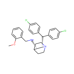 COc1ccccc1CN[C@H]1C2CCN(CC2)[C@H]1C(c1ccc(Cl)cc1)c1ccc(Cl)cc1 ZINC000036323643
