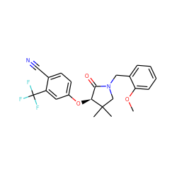 COc1ccccc1CN1CC(C)(C)[C@@H](Oc2ccc(C#N)c(C(F)(F)F)c2)C1=O ZINC000072119721