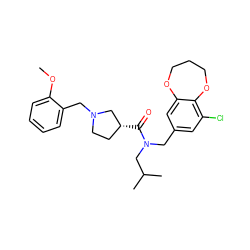 COc1ccccc1CN1CC[C@@H](C(=O)N(Cc2cc(Cl)c3c(c2)OCCCO3)CC(C)C)C1 ZINC000114100217