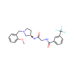 COc1ccccc1CN1CC[C@@H](NC(=O)CNC(=O)c2cccc(C(F)(F)F)c2)C1 ZINC000029125902