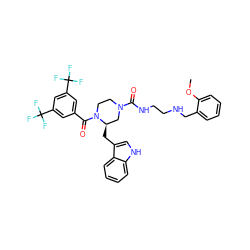 COc1ccccc1CNCCNC(=O)N1CCN(C(=O)c2cc(C(F)(F)F)cc(C(F)(F)F)c2)[C@H](Cc2c[nH]c3ccccc23)C1 ZINC000003921616