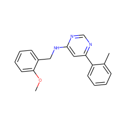 COc1ccccc1CNc1cc(-c2ccccc2C)ncn1 ZINC000004239257