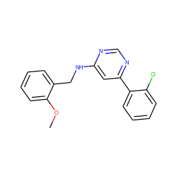 COc1ccccc1CNc1cc(-c2ccccc2Cl)ncn1 ZINC000004239202