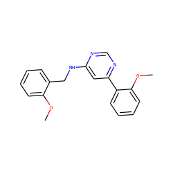 COc1ccccc1CNc1cc(-c2ccccc2OC)ncn1 ZINC000004267131